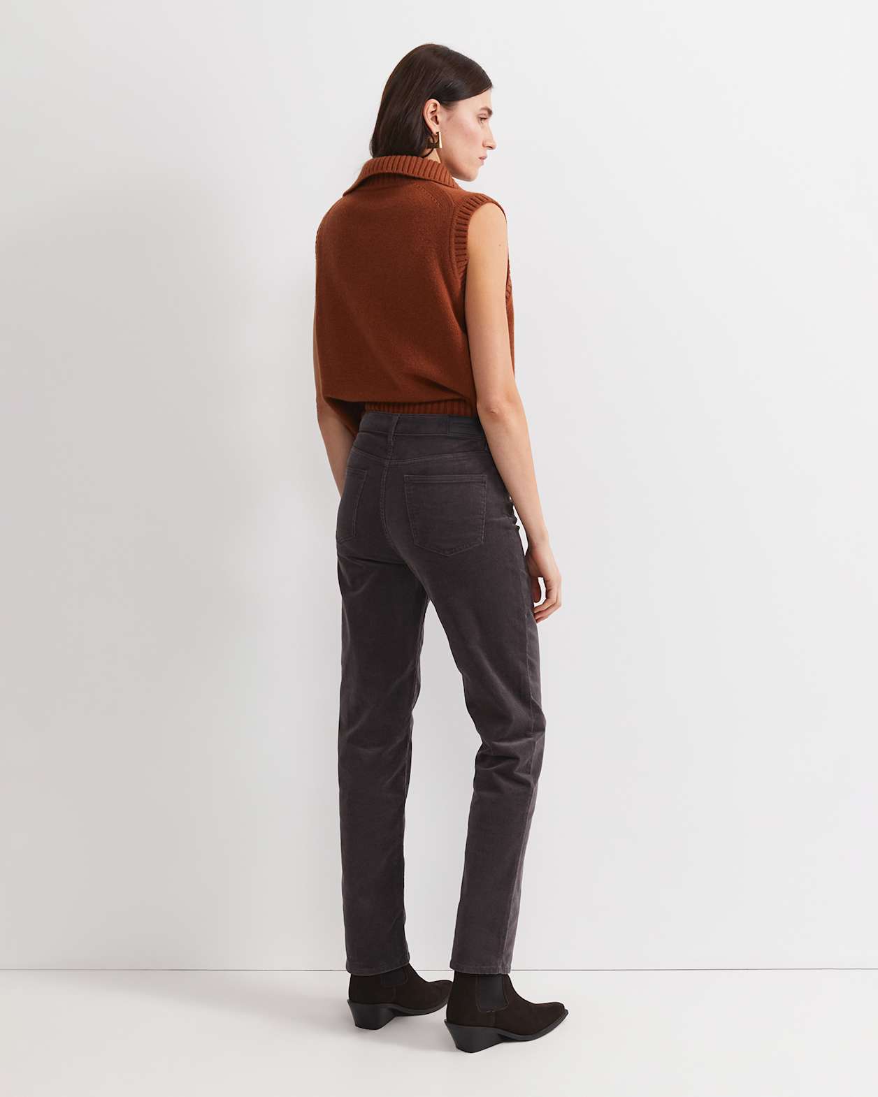 Cleo Straight Cord Jean in CHARCOAL