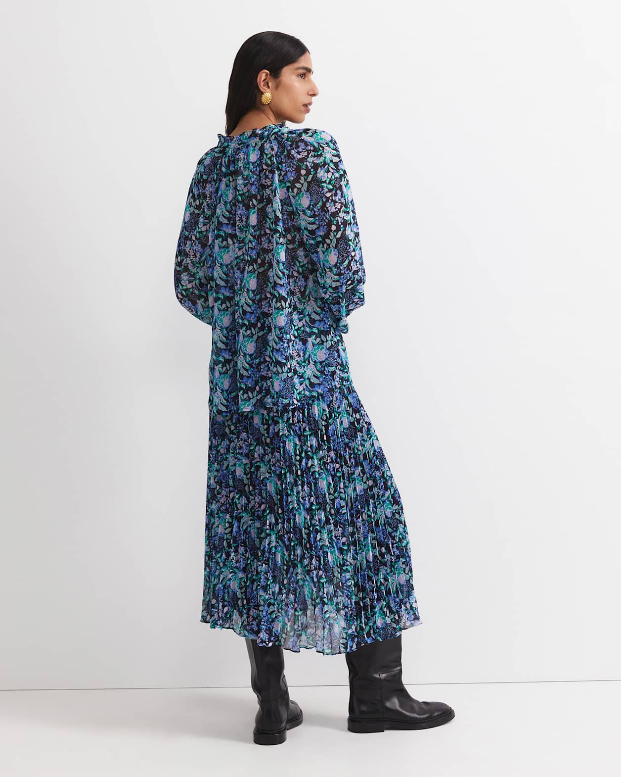 Nilsa Long Sleeve Print Blouse in BLACK MULTI