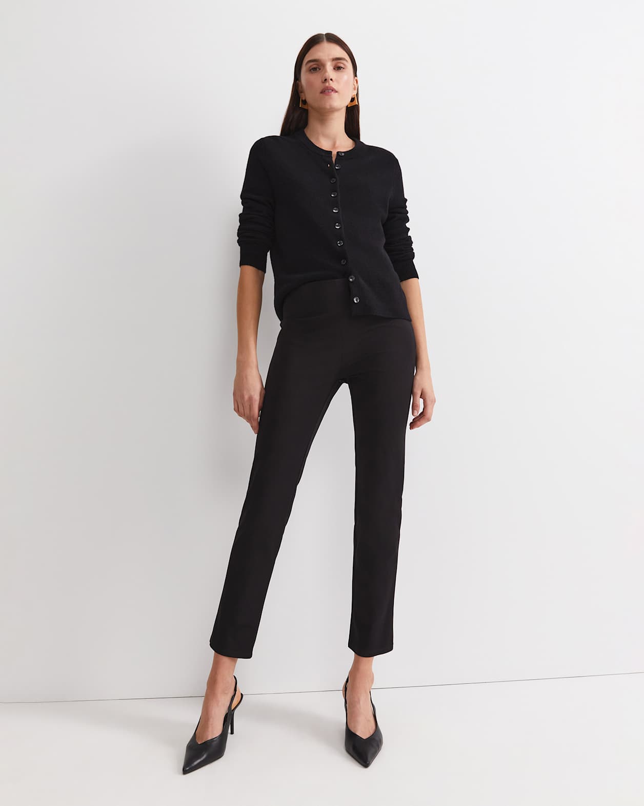 Felicity Flat Front Slim Pant in BLACK