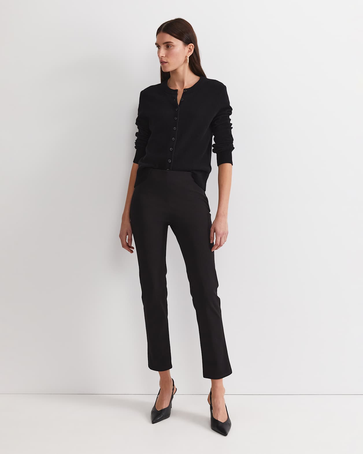 Felicity Flat Front Slim Pant in BLACK