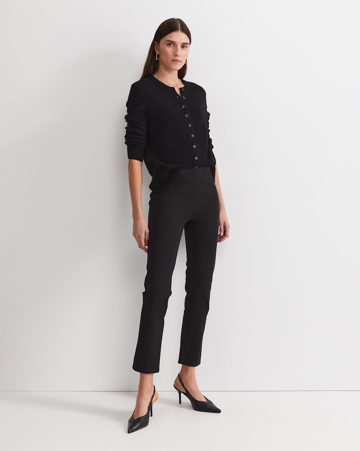 Felicity Flat Front Slim Pant in BLACK