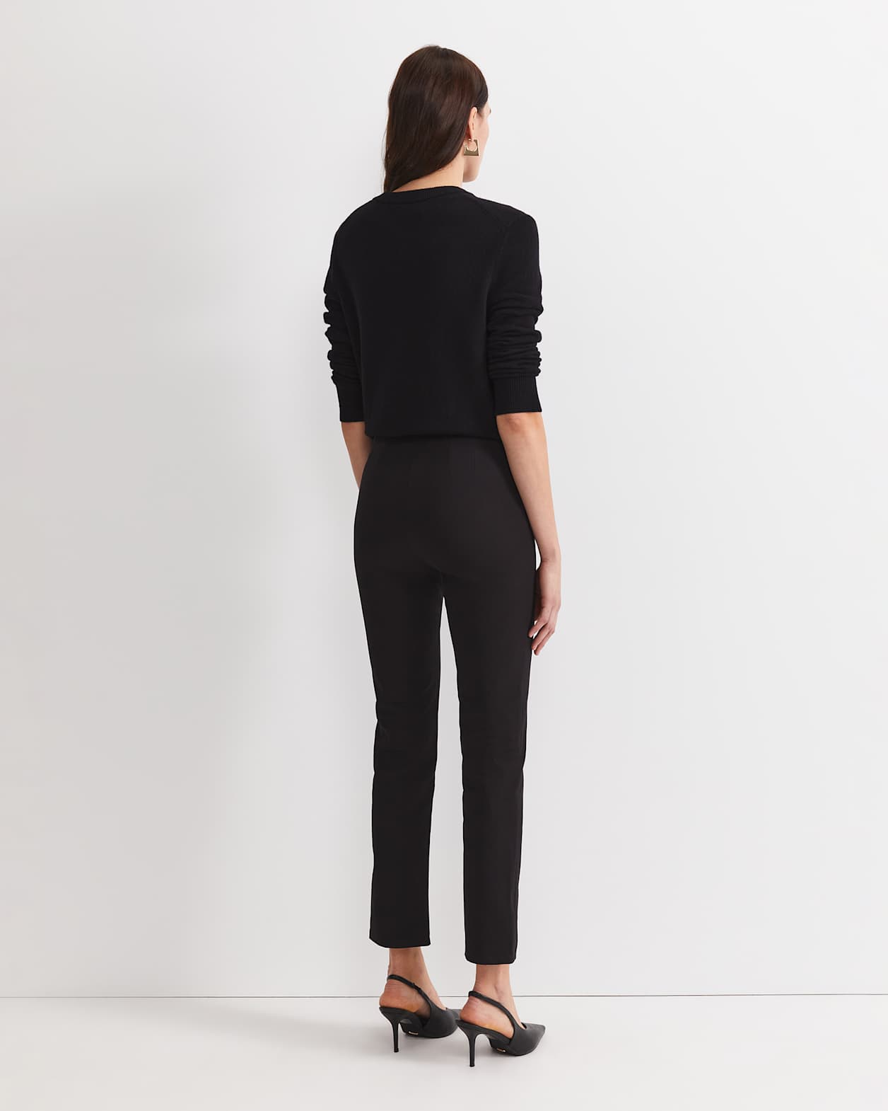 Felicity Flat Front Slim Pant in BLACK