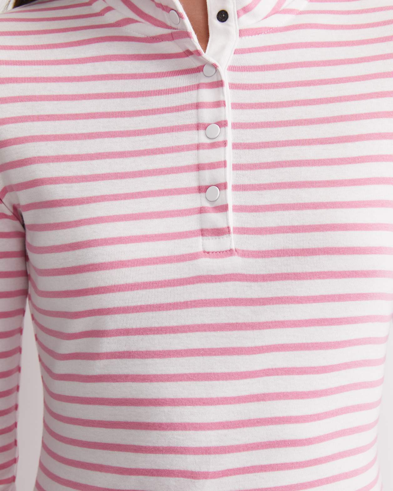 Lucy Snap Funnel Neck Top in WHITE/PINK