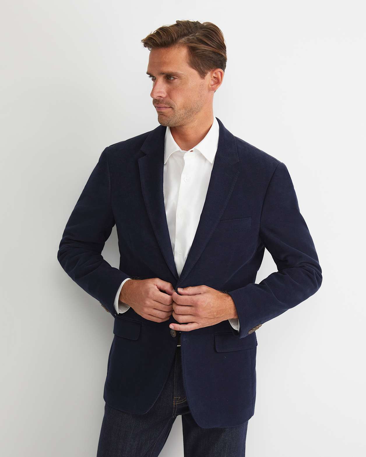 Italian Moleskin Blazer in NAVY