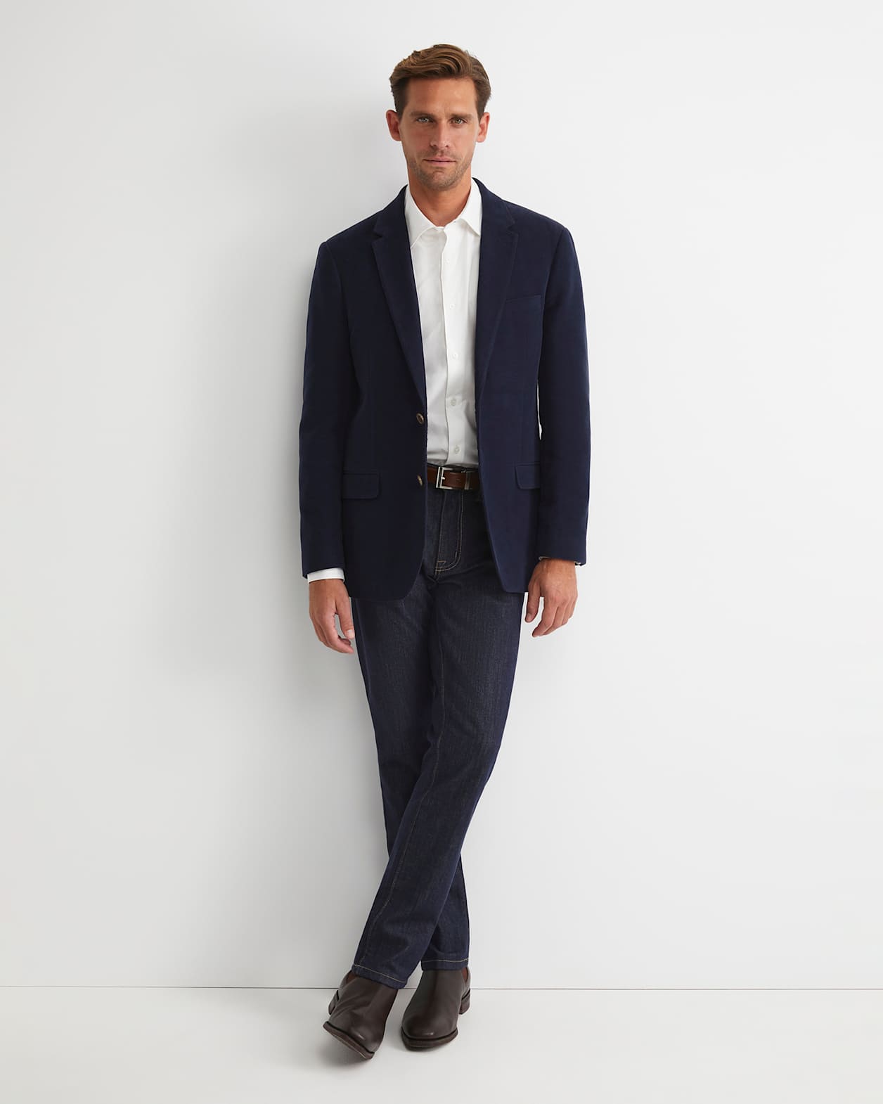 Italian Moleskin Blazer in NAVY