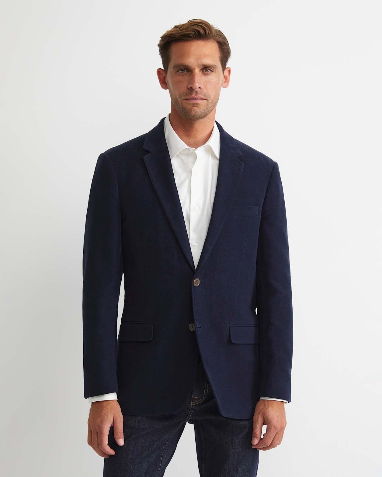 Italian Moleskin Blazer in NAVY