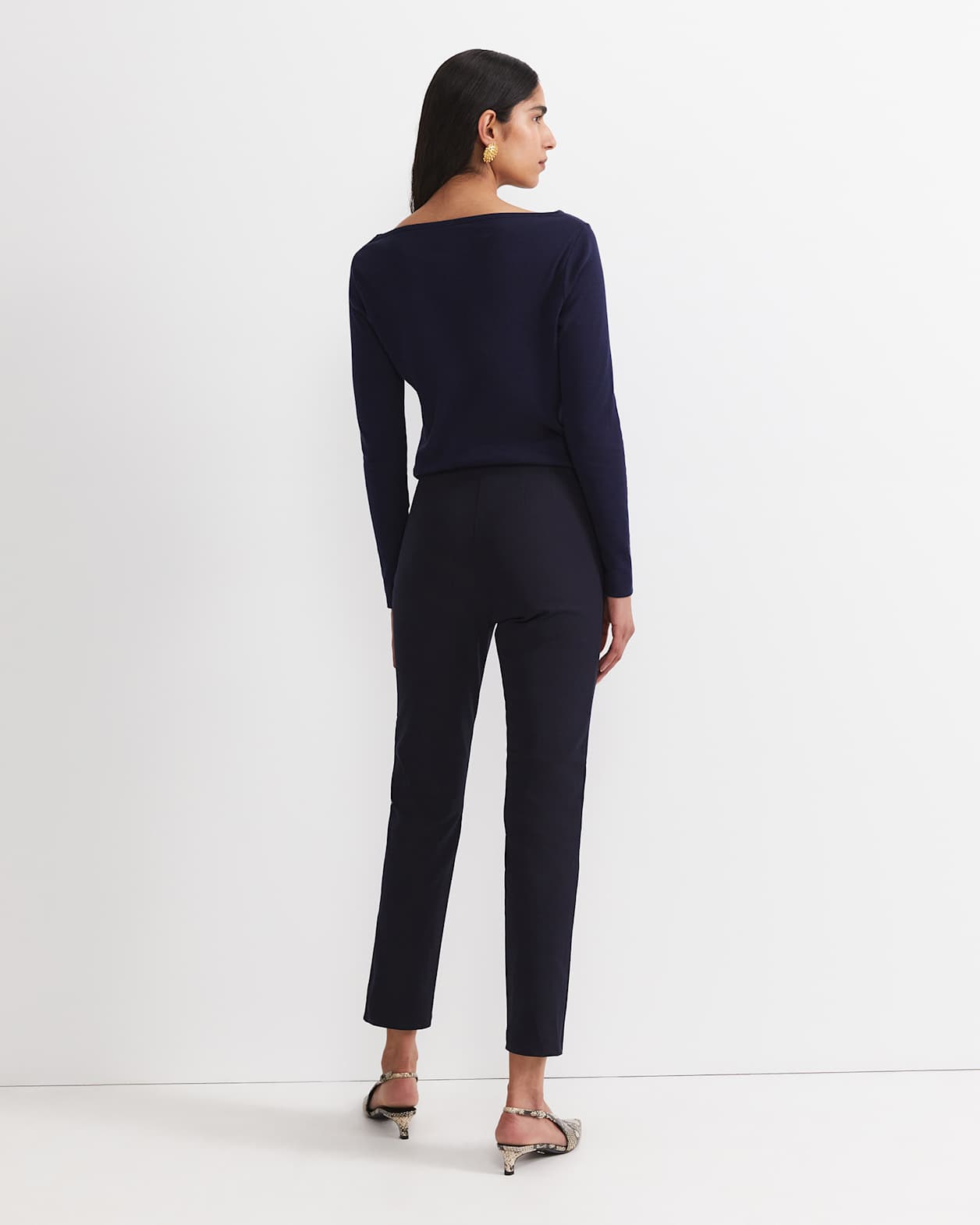 Felicity Flat Front Slim Pant in NAVY