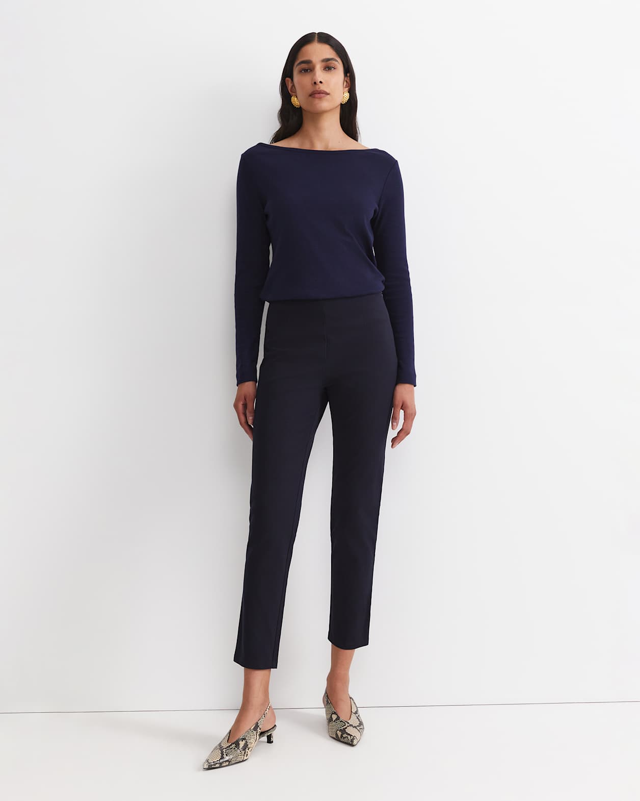 Felicity Flat Front Slim Pant in NAVY