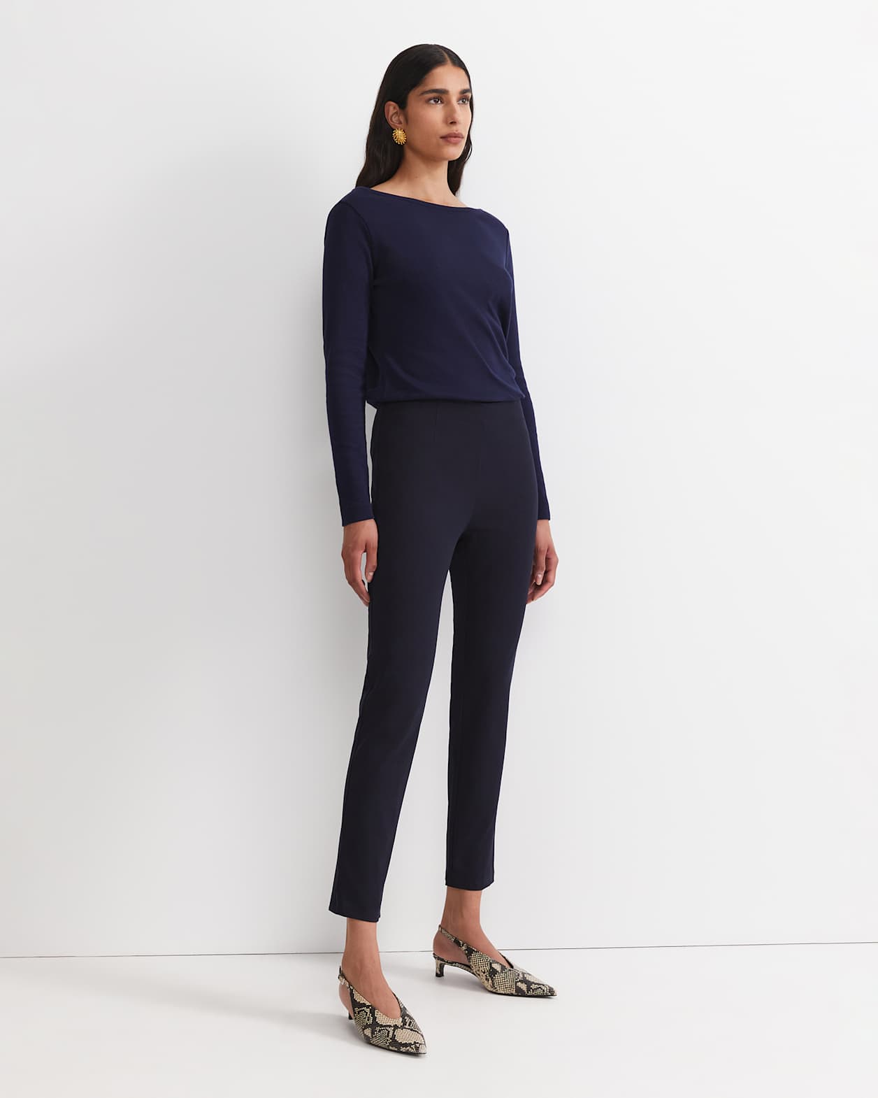 Felicity Flat Front Slim Pant in NAVY