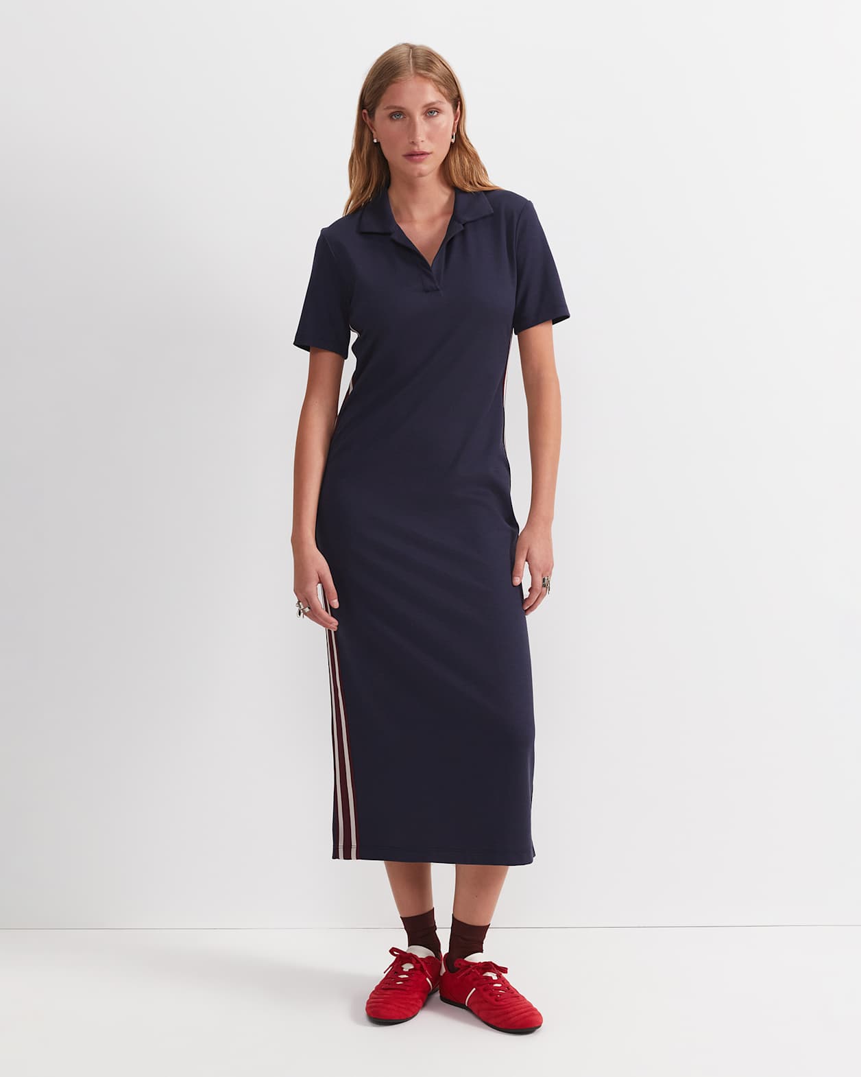 Misha Polo Midi Dress in NAVY