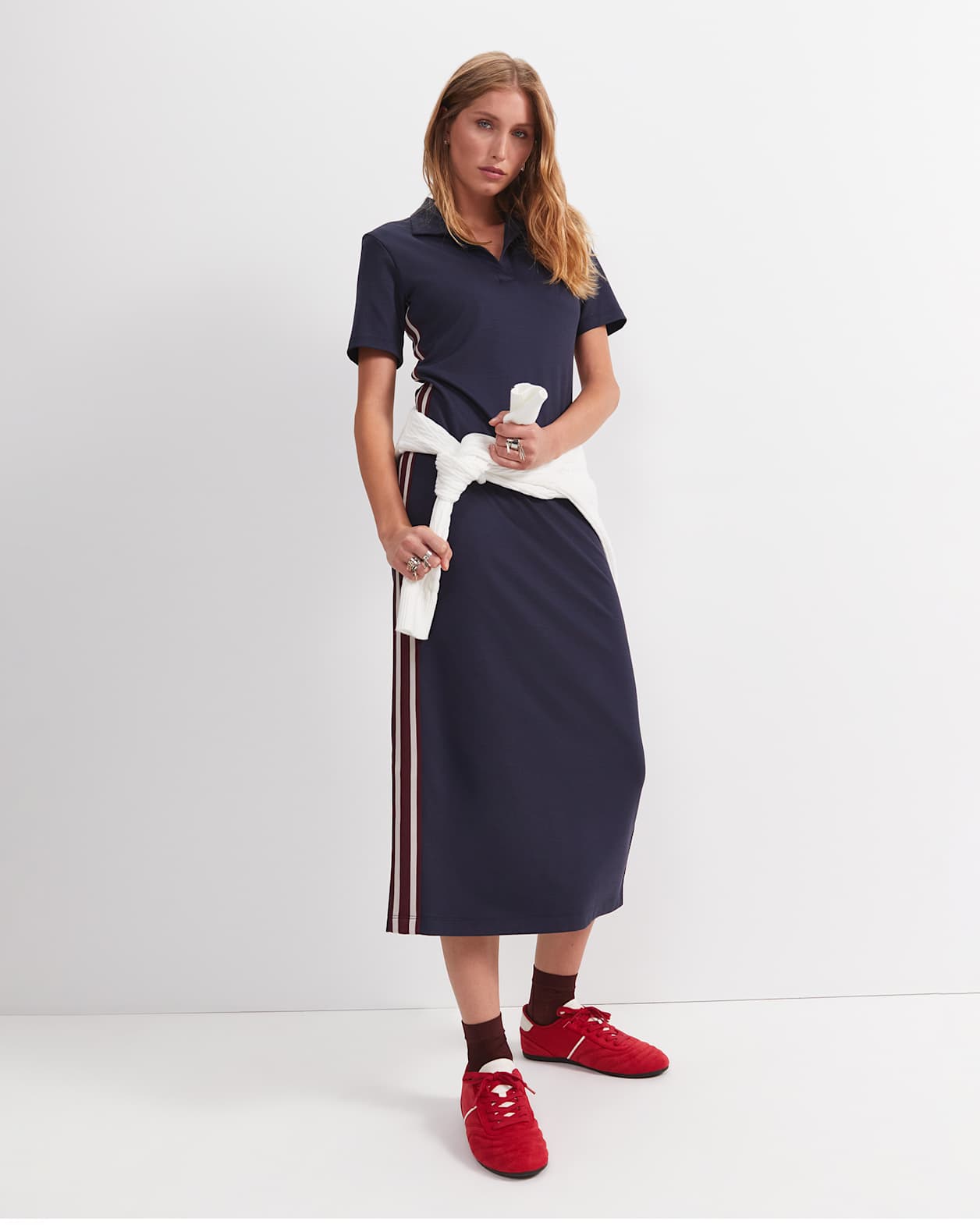 Misha Polo Midi Dress in NAVY