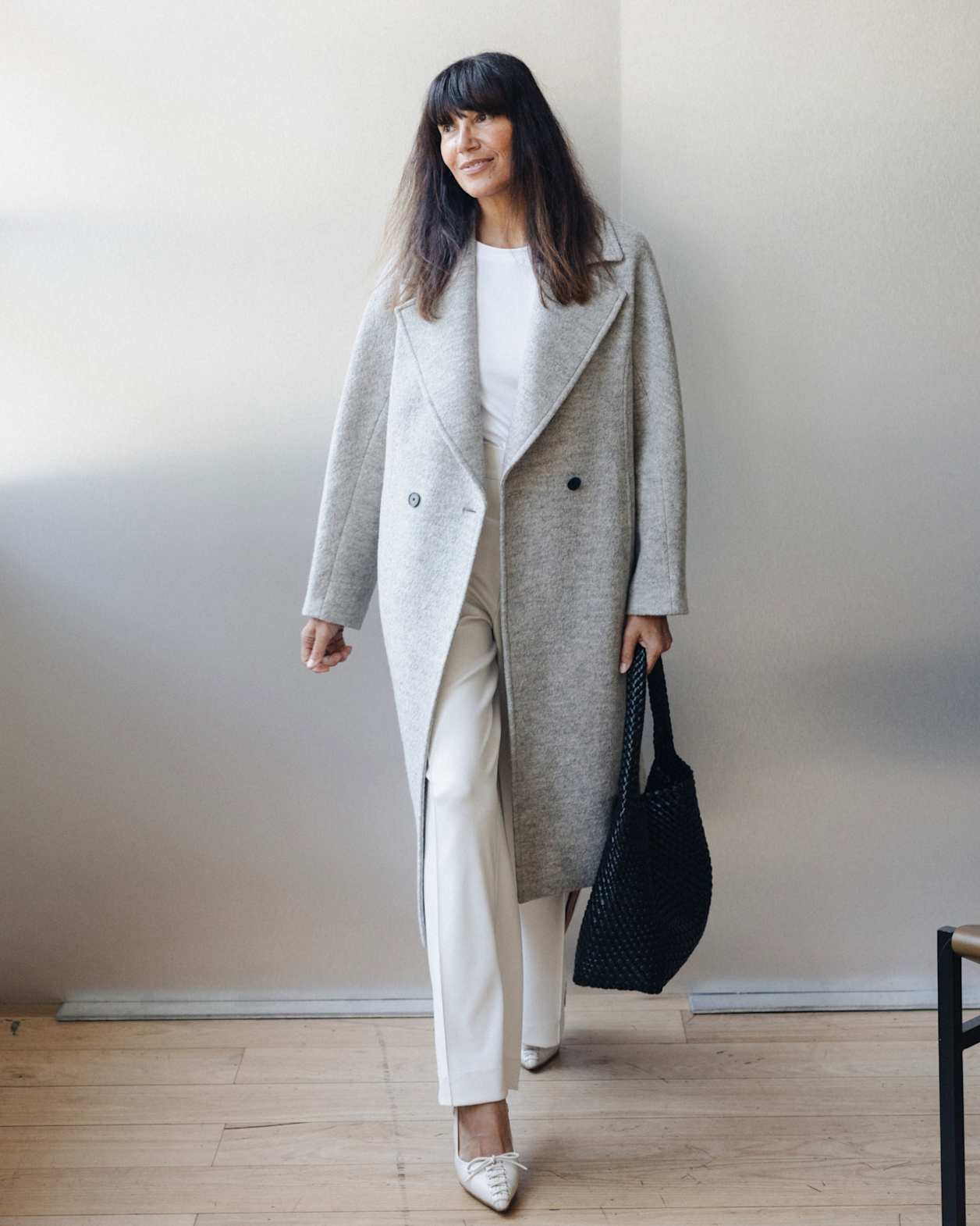 Chloe Wool Blend Boucle Coat in GREY