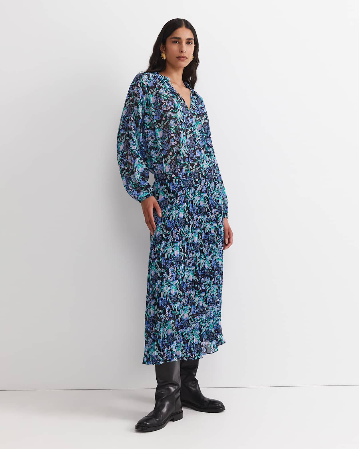 Nilsa Print Midi Skirt in BLACK MULTI