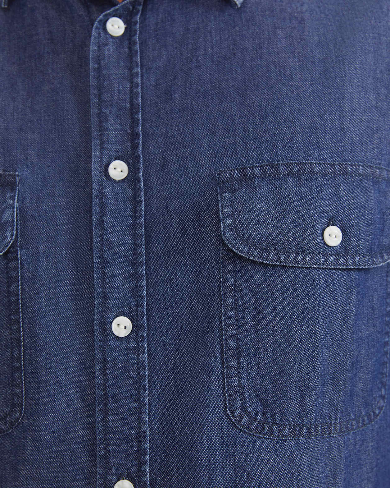 Long Sleeve Denim Shirt in MID WASH