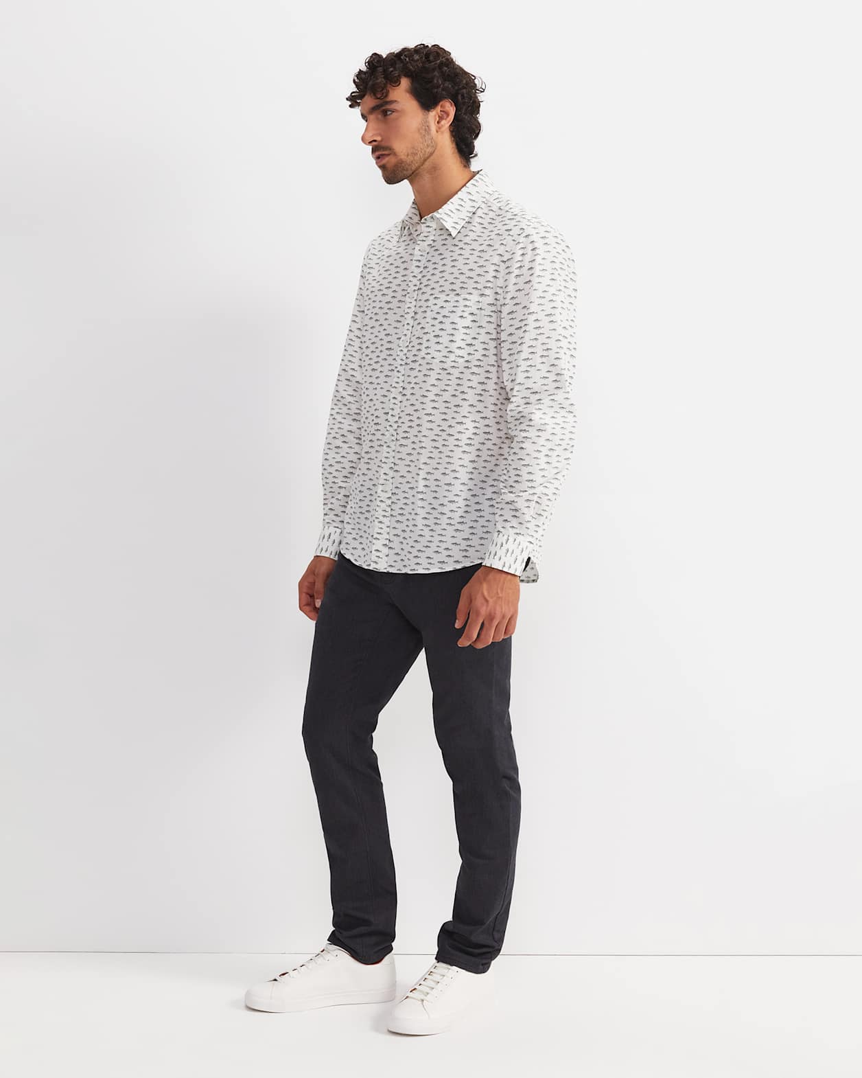 Gavin Long Sleeve Liberty Shirt in WHITE/MULTI