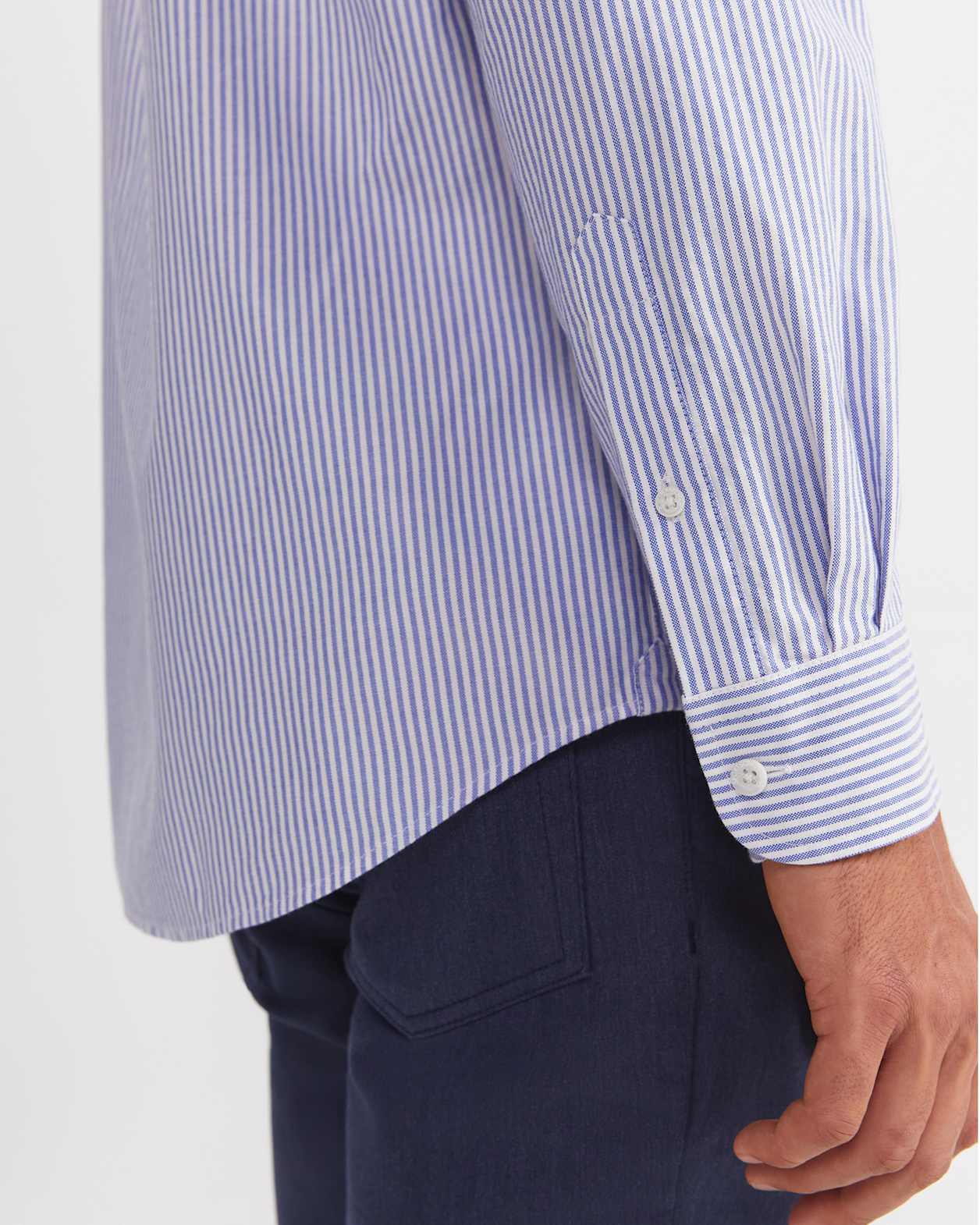 Oxford Stripe Long Sleeve Shirt in STEEL BLUE