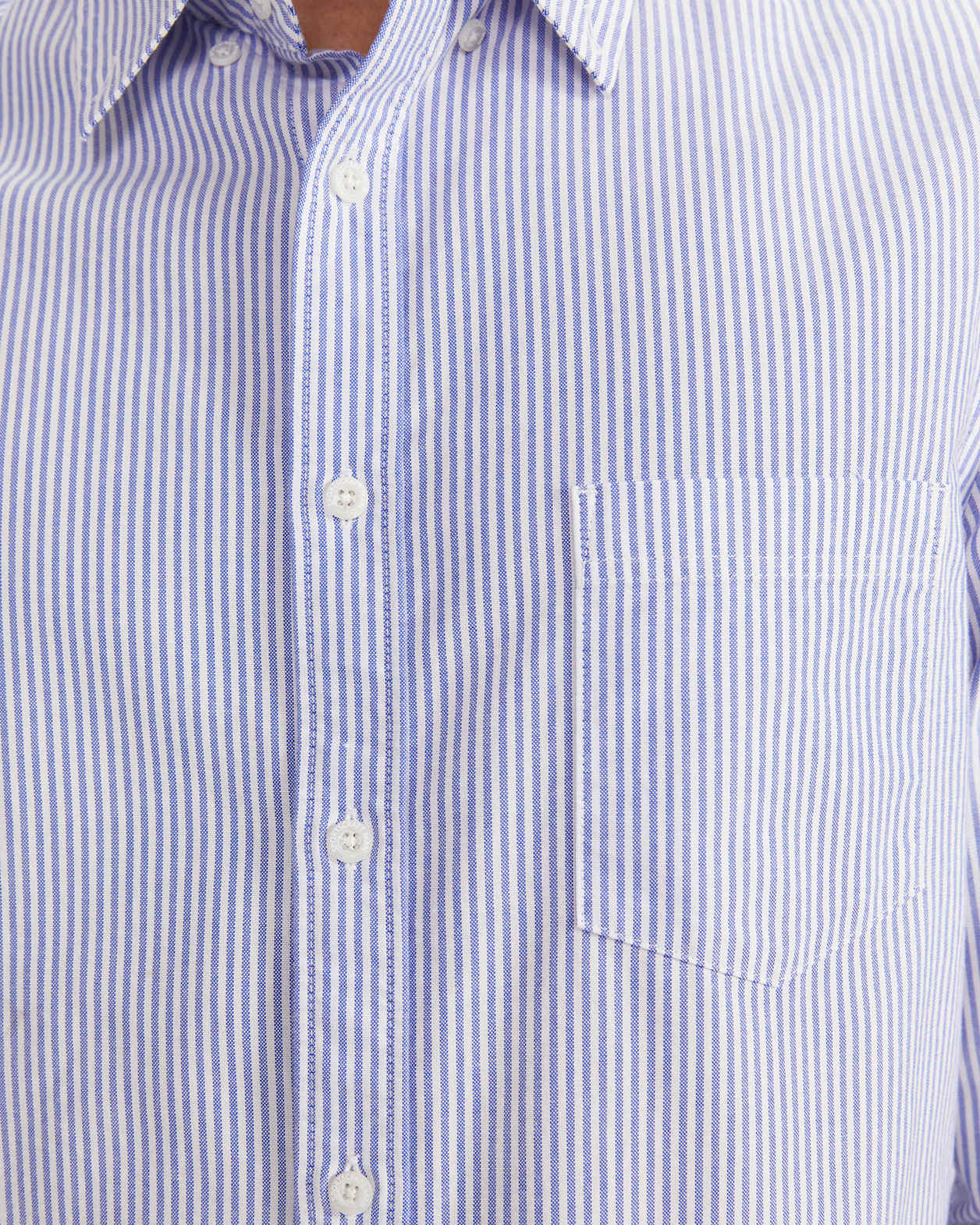 Oxford Stripe Long Sleeve Shirt in STEEL BLUE