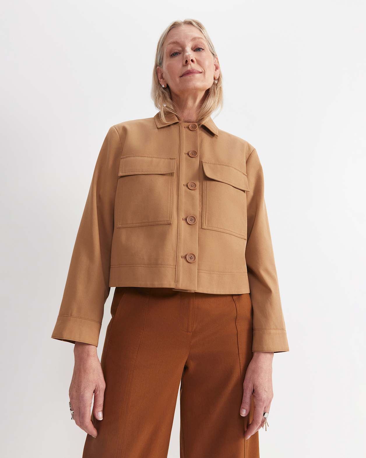 Hazel Crop Jacket in TAN