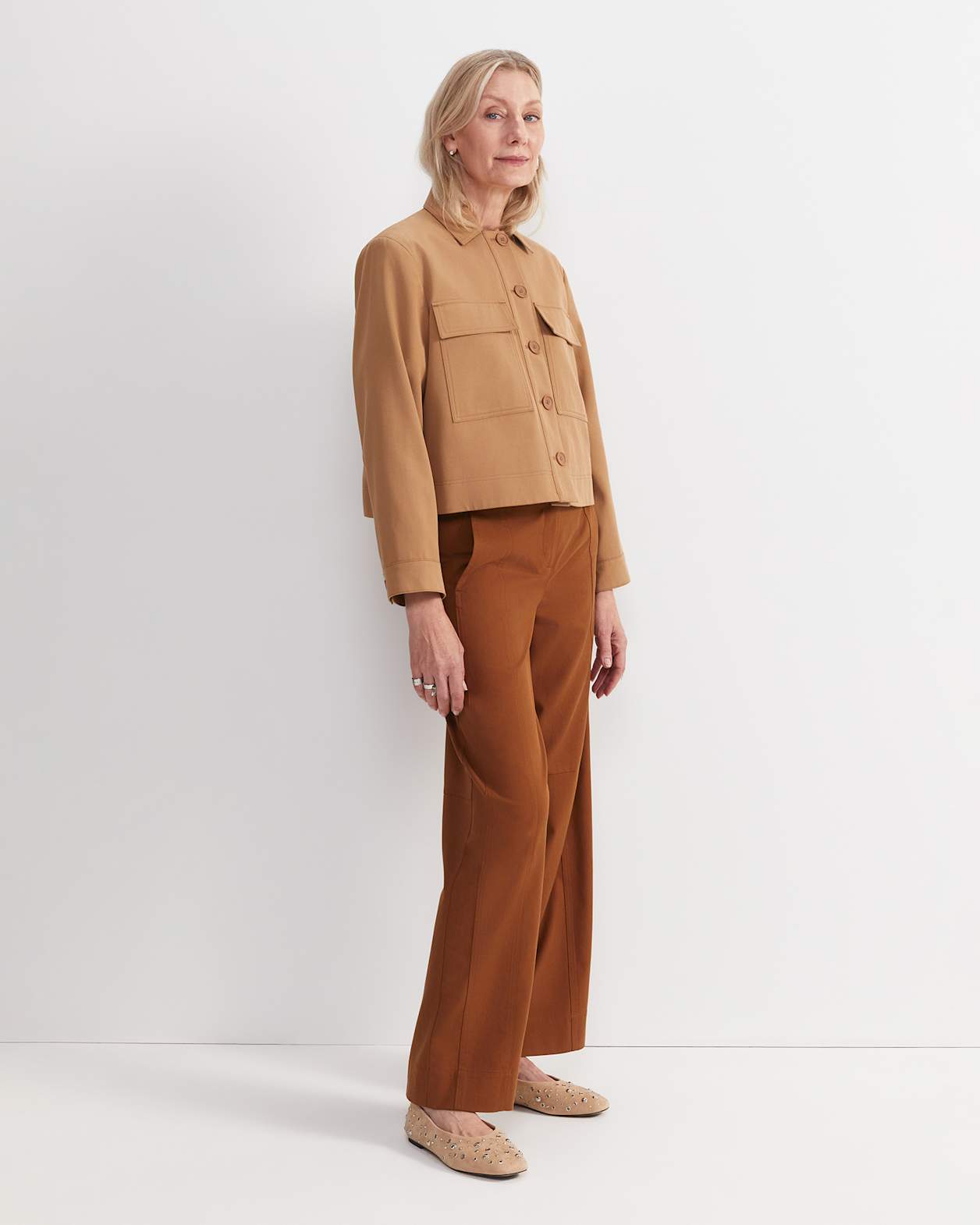 Hazel Crop Jacket in TAN