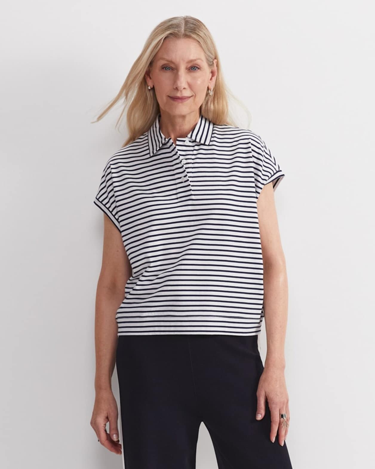 Marjorie Stripe Tee in WHITE/NAVY