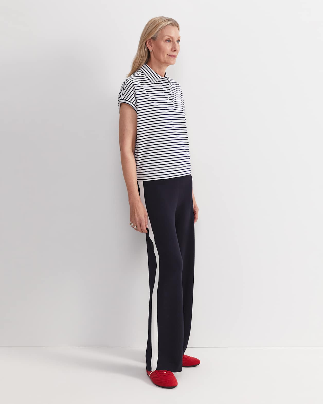 Marjorie Stripe Tee in WHITE/NAVY