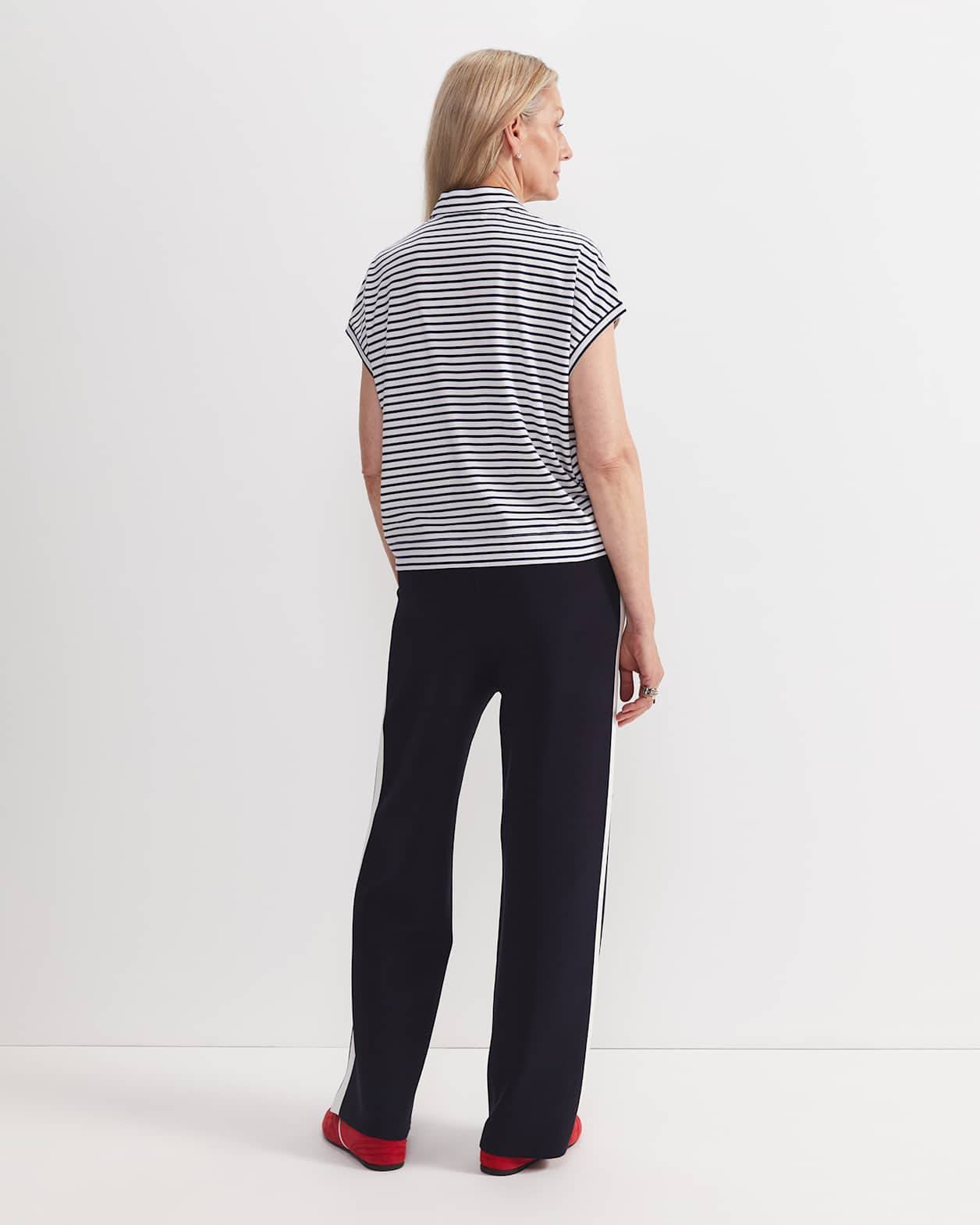 Marjorie Stripe Tee in WHITE/NAVY