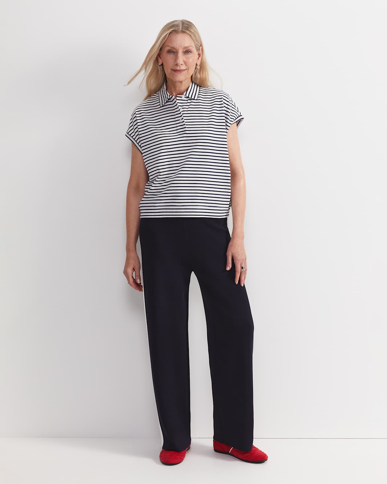 Marjorie Stripe Tee in WHITE/NAVY