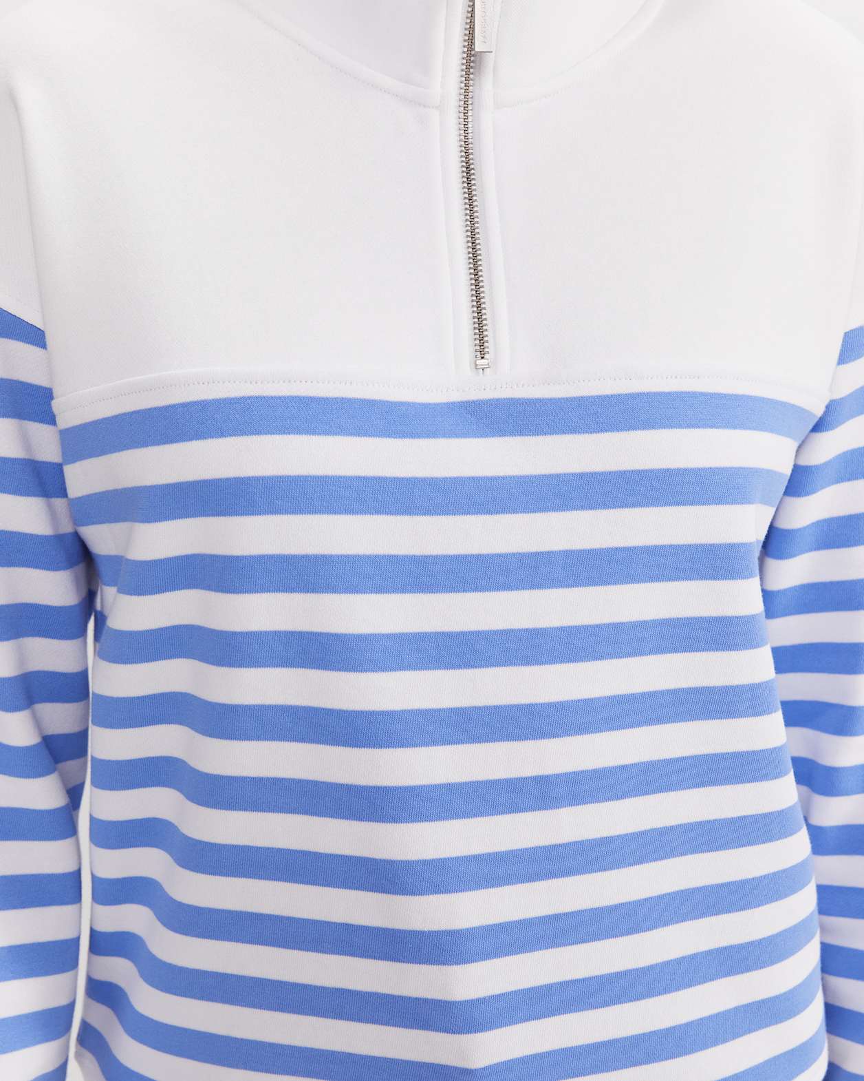 SC Stripe Quarter Zip Sweat in IVORY/BLUE