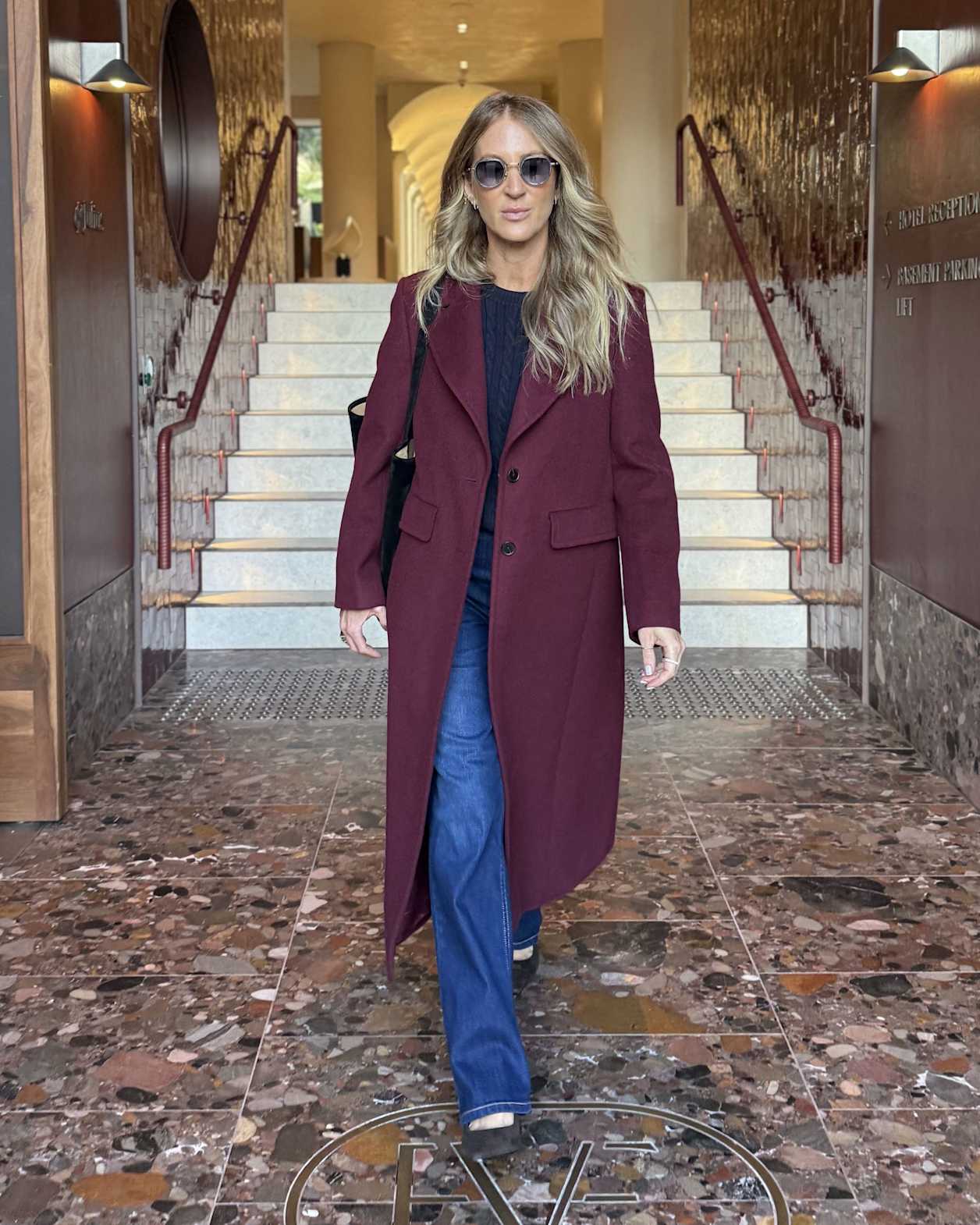 Saskia Single Breasted Coat in WINE
