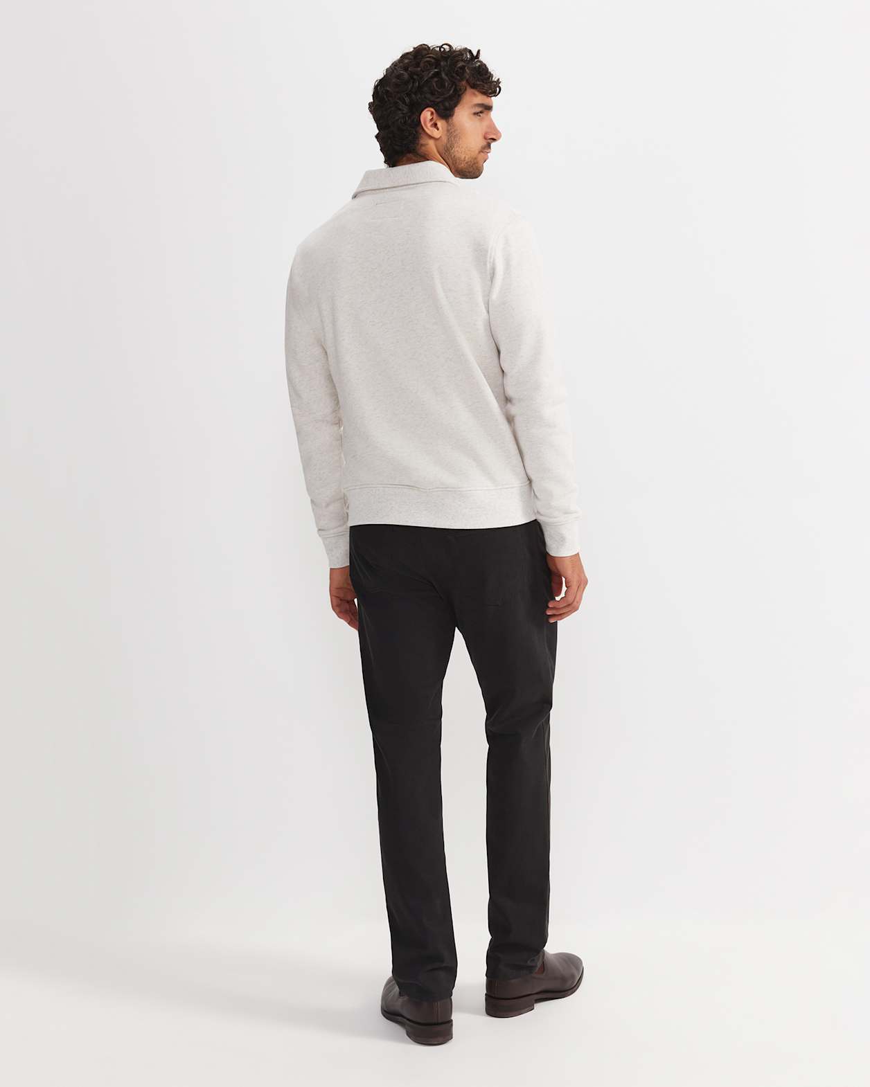 Collared Zip Sweat in OATMEAL