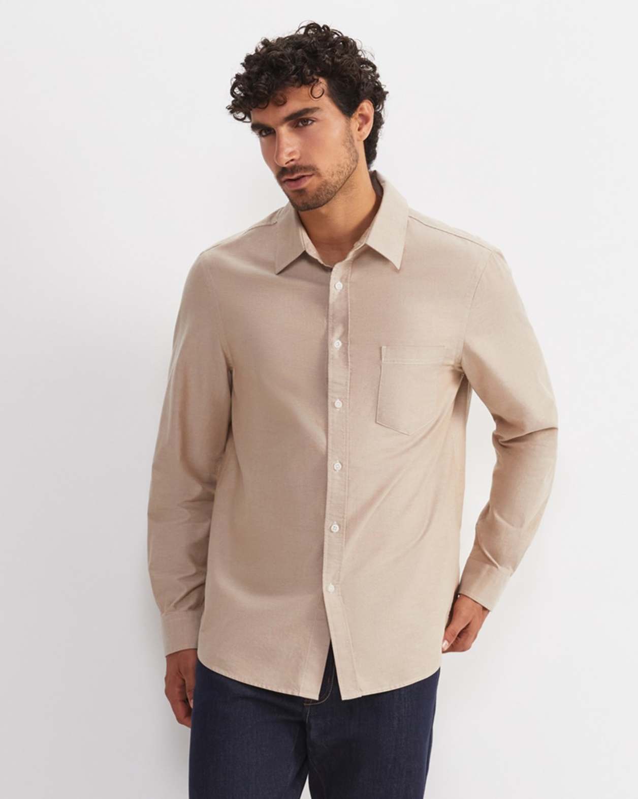 Oxford Long Sleeve Shirt in MINK