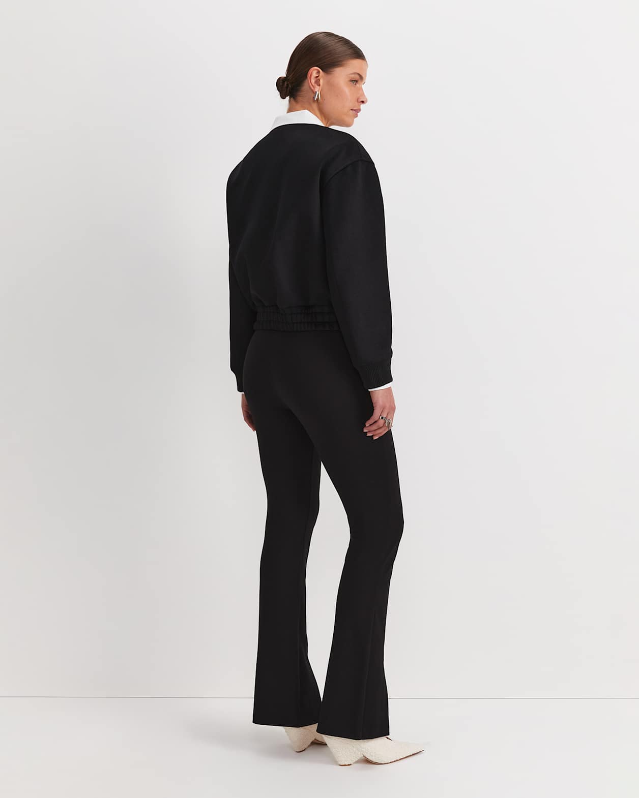 Crop Melton Jacket in BLACK