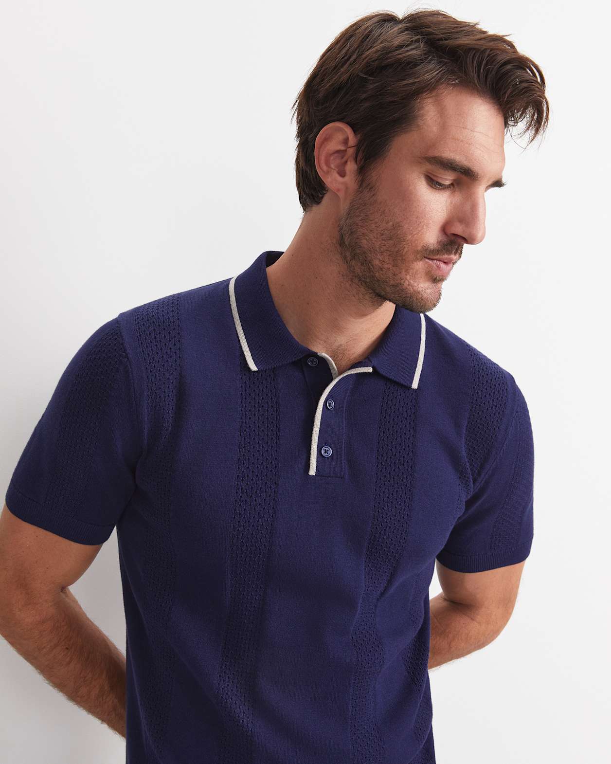 Luka Short Sleeve Knit Polo in NAVY
