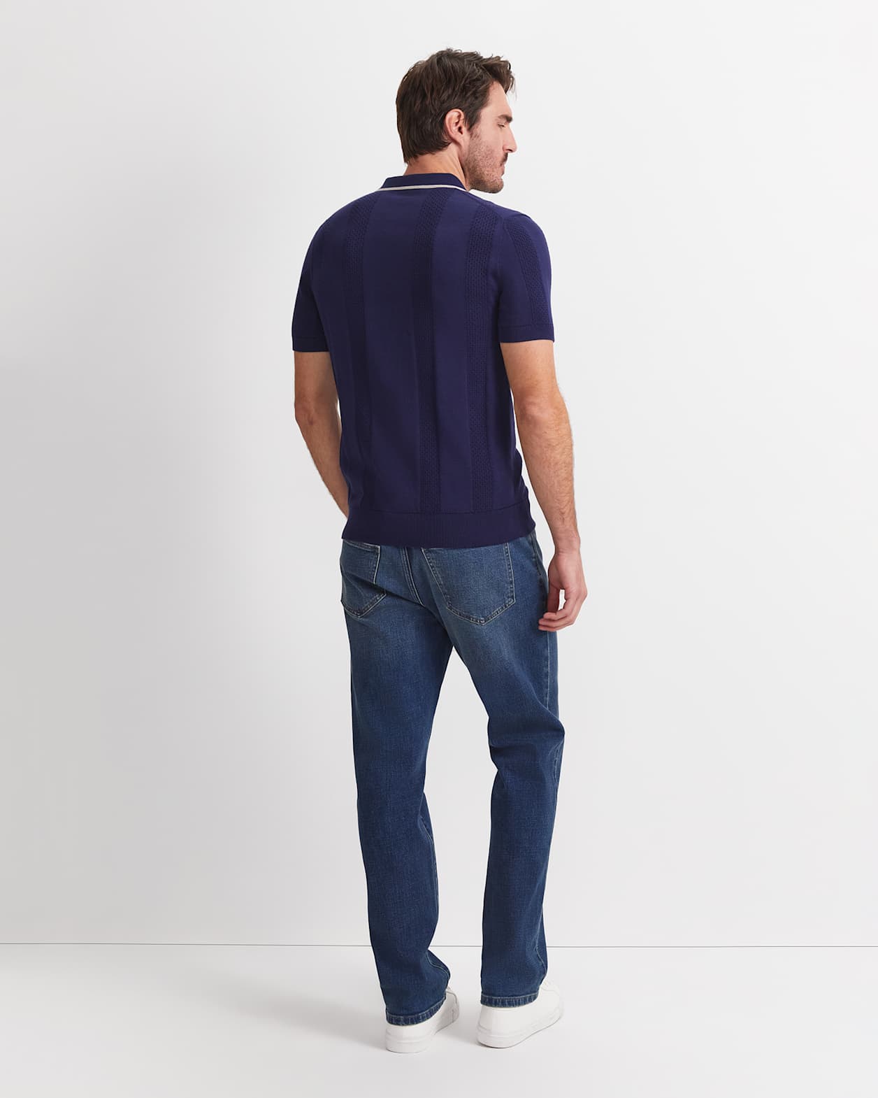 Luka Short Sleeve Knit Polo in NAVY