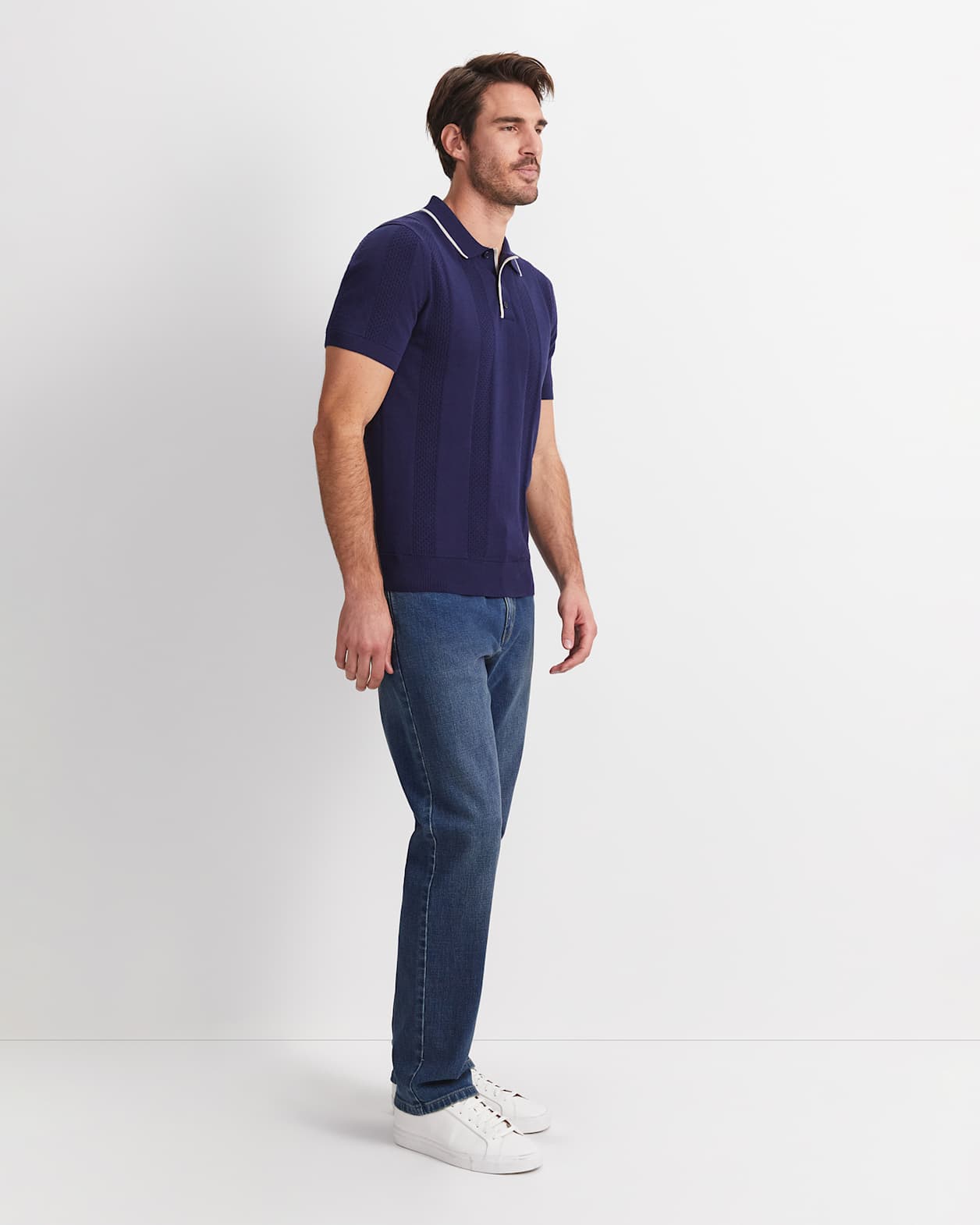 Luka Short Sleeve Knit Polo in NAVY