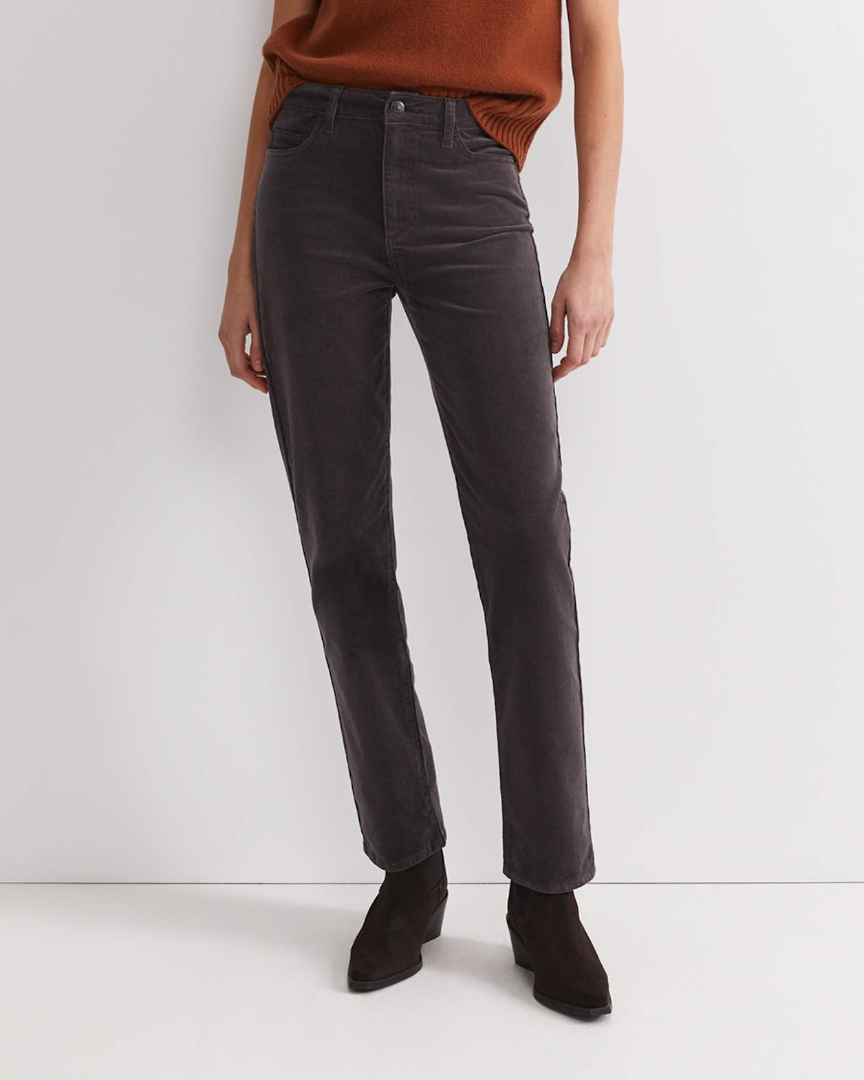 Cleo Straight Cord Jean in CHARCOAL