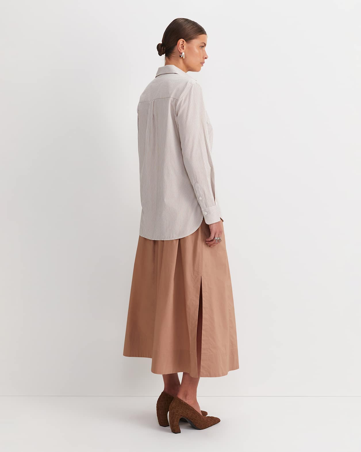 Stripe Pocket Shirt in TAN/WHITE
