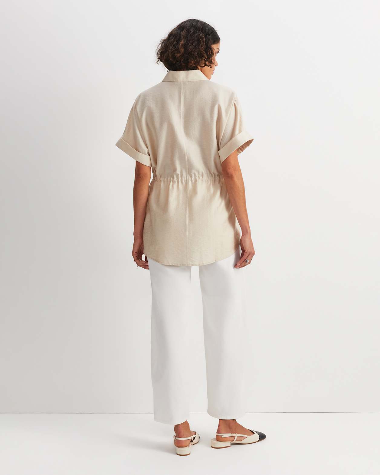 Farrah Drawcord Blouse in ECRU