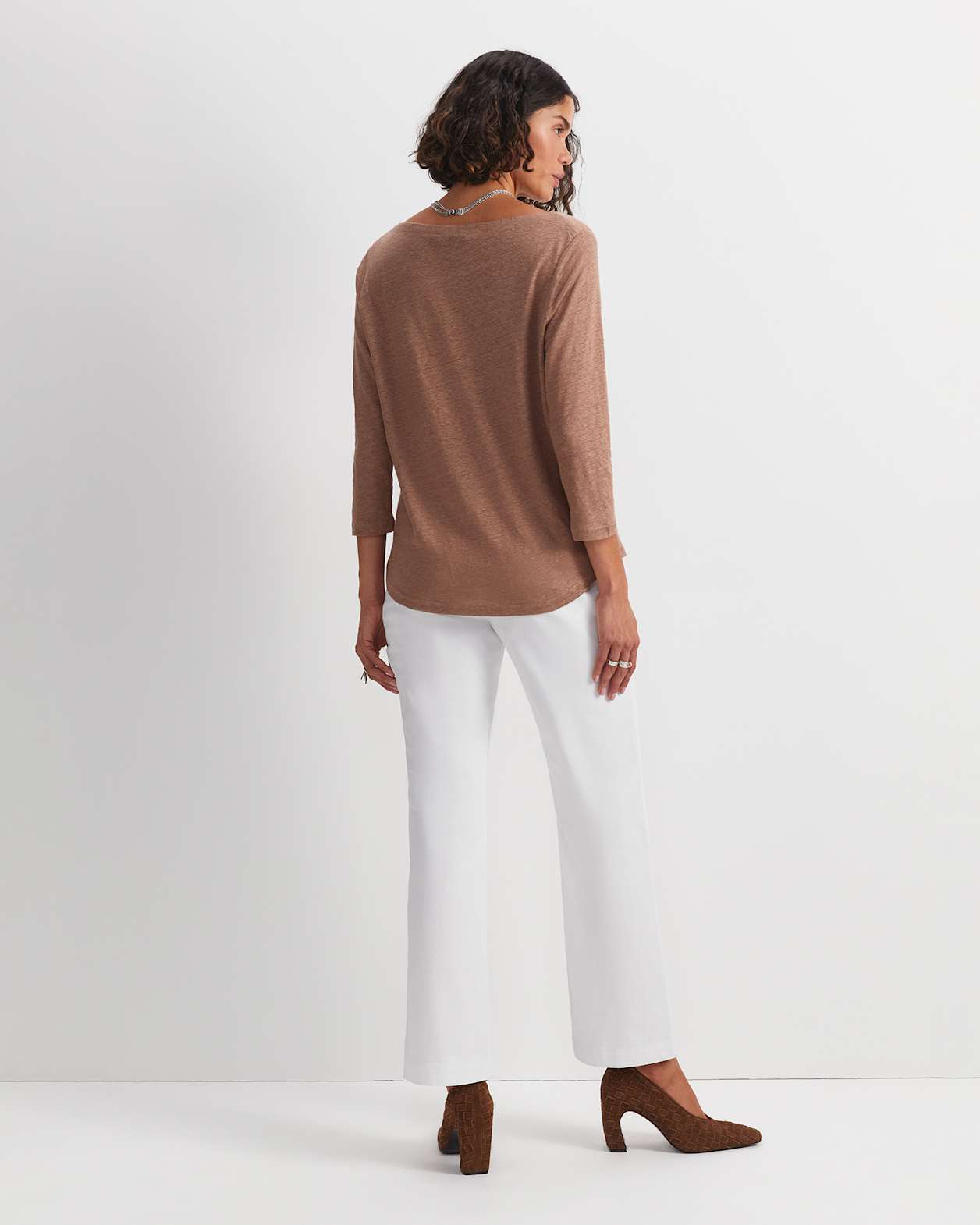 Cecile Linen Top in MOCHA