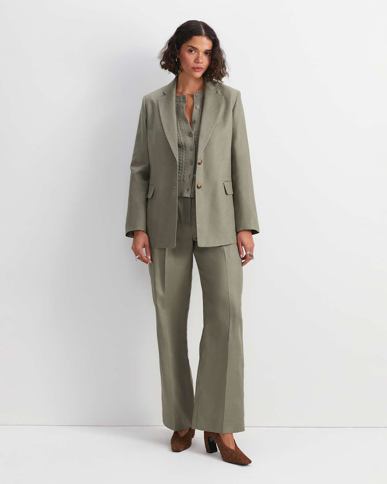 Clara Linen Jacket in SOFT KHAKI