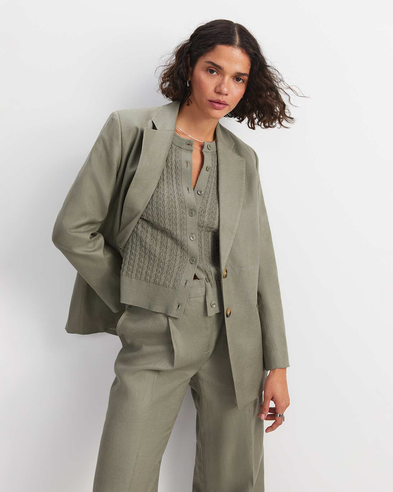 Clara Linen Jacket in SOFT KHAKI