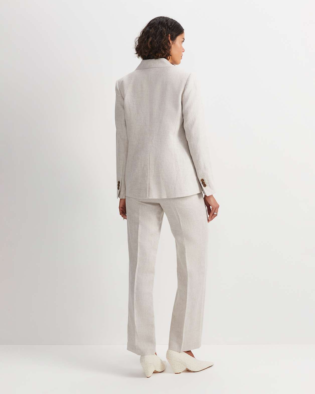 Freya Short Linen Blazer in STRING