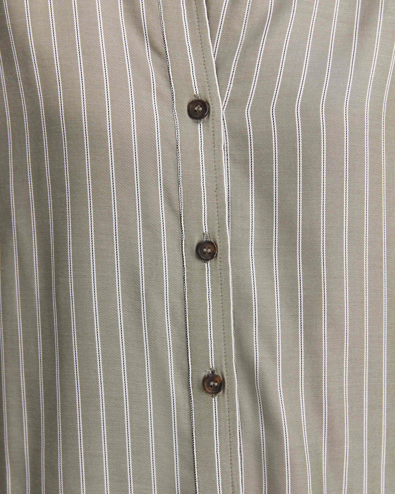 Solene Yarn-Dyed Shirt in KHAKI/WHITE