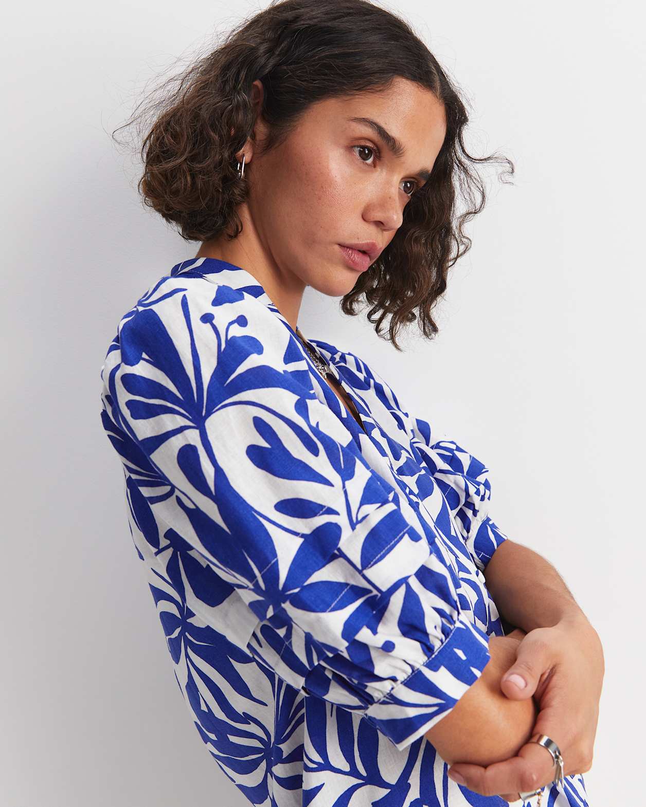 Willow Print Blouse in BLUE/WHITE