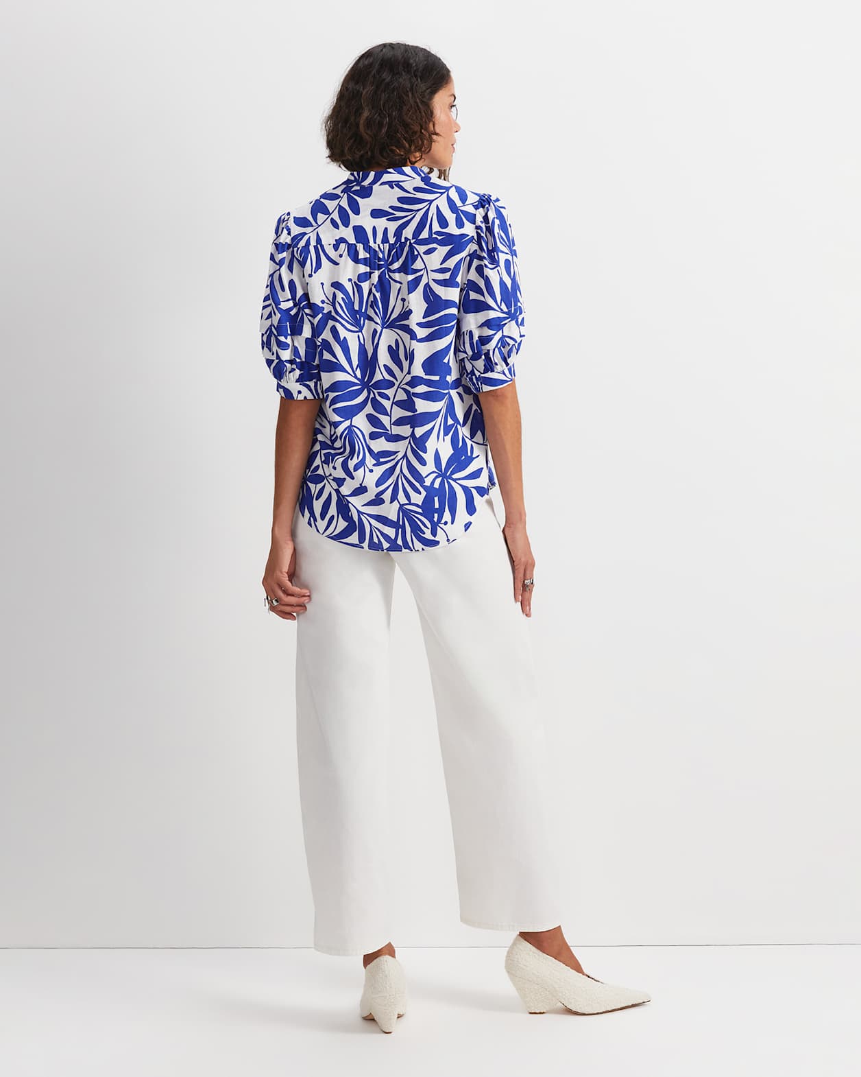 Willow Print Blouse in BLUE/WHITE
