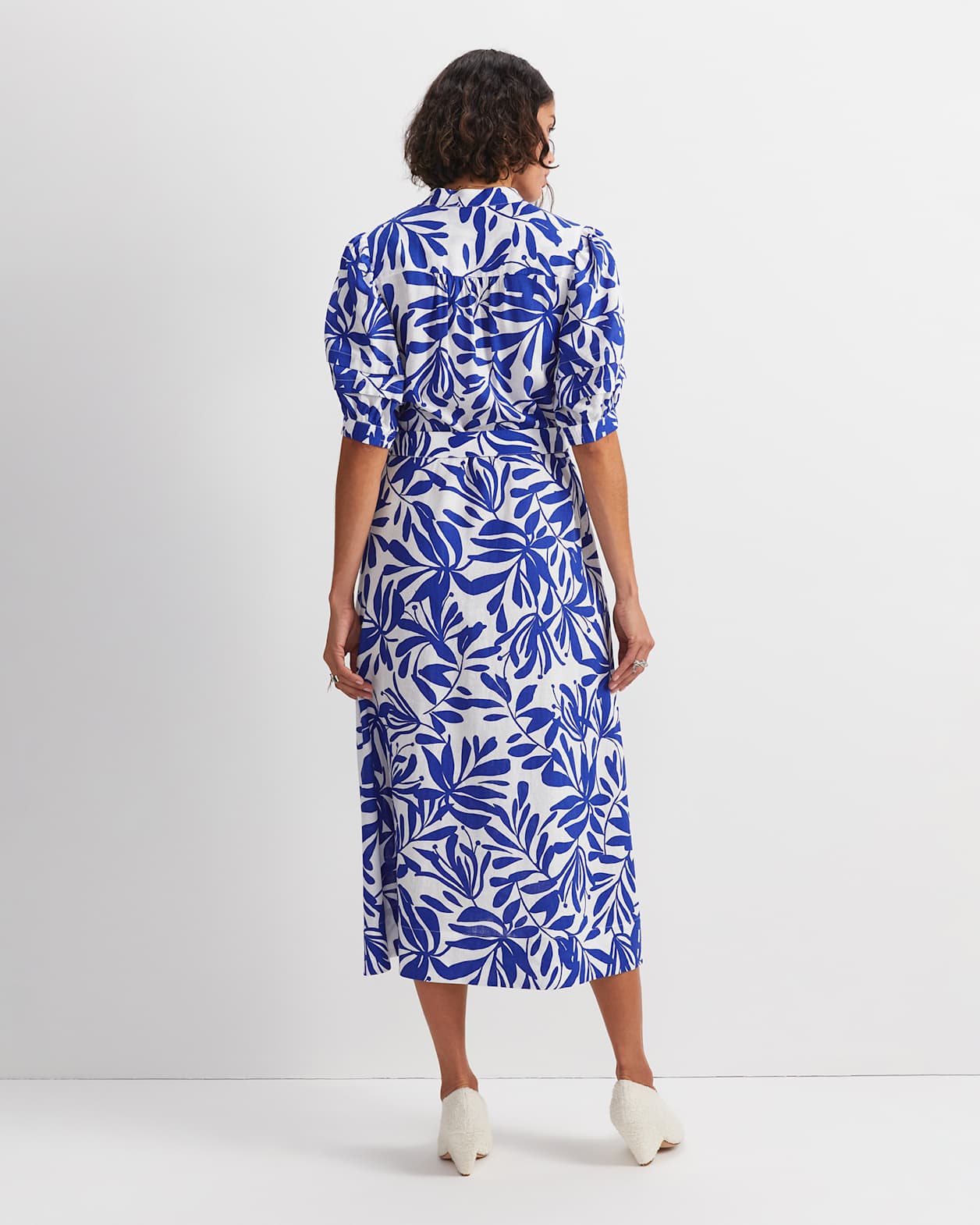 Willow Print Midi Dress in BLUE/WHITE