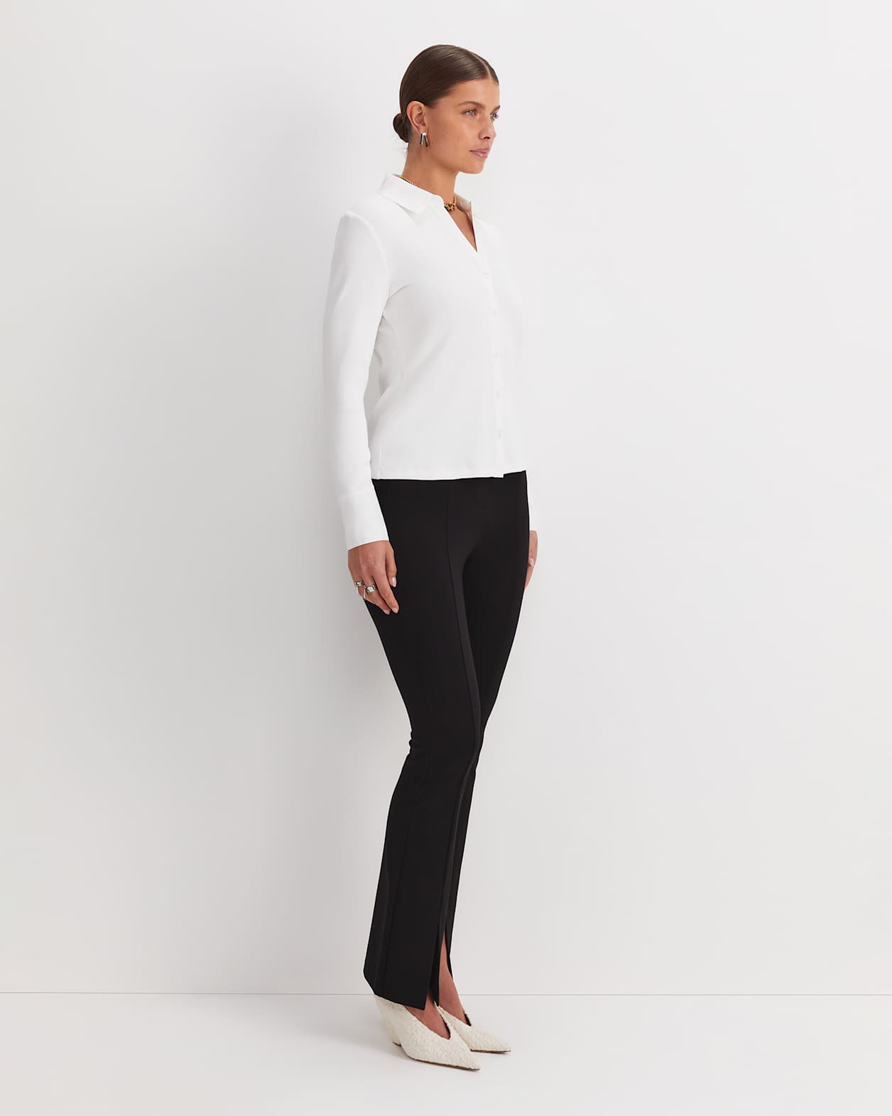 Catherine Rib Shirt in WHITE
