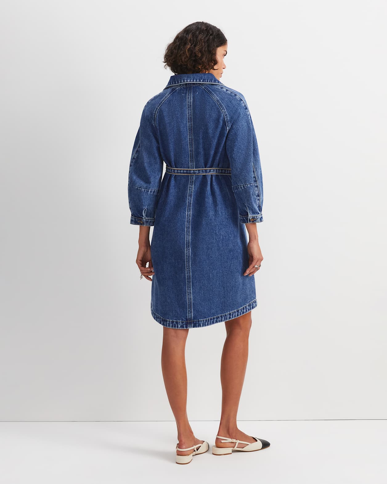Allegra Denim Mini Dress in MID WASH