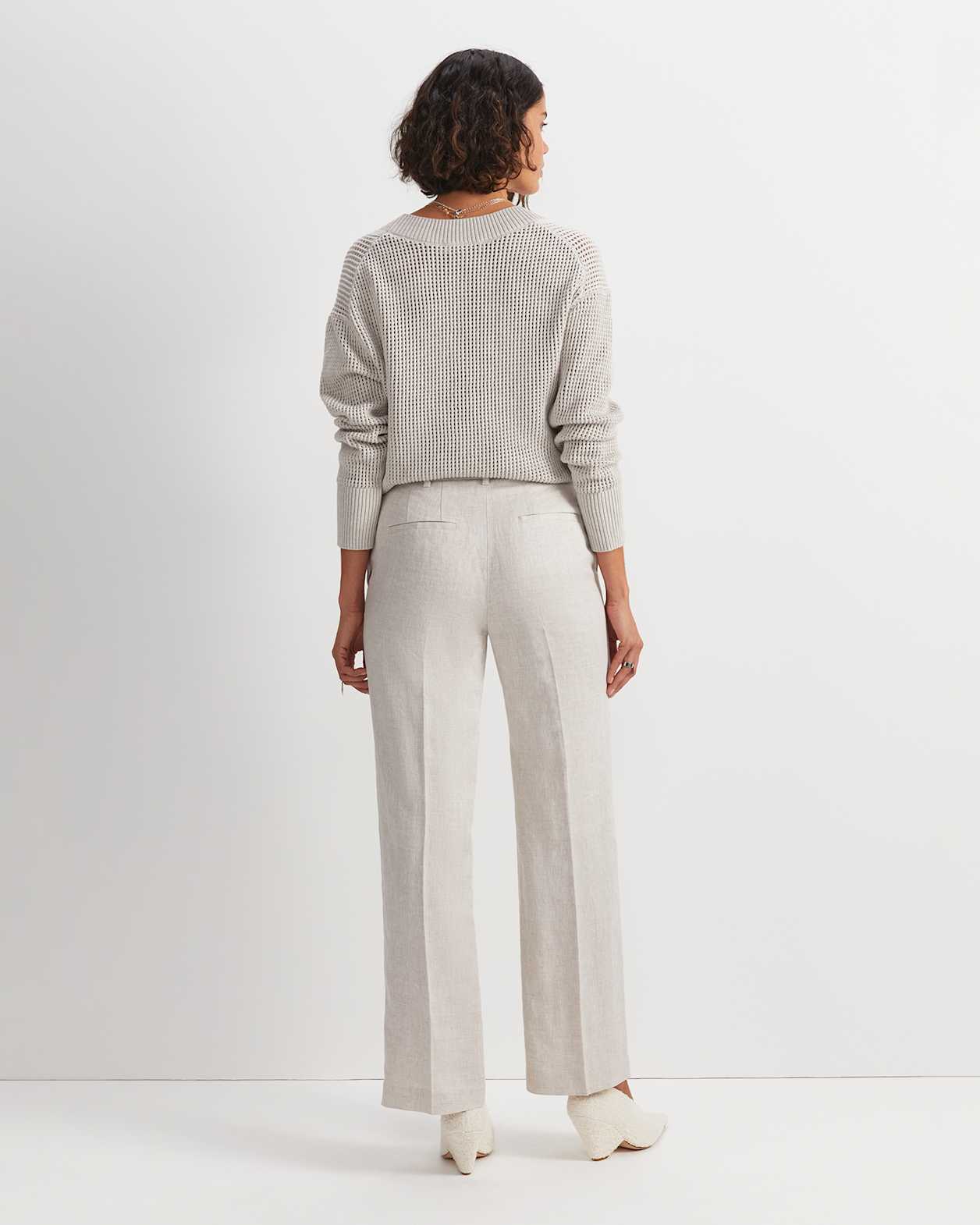 Freya Straight Linen Pant in STRING