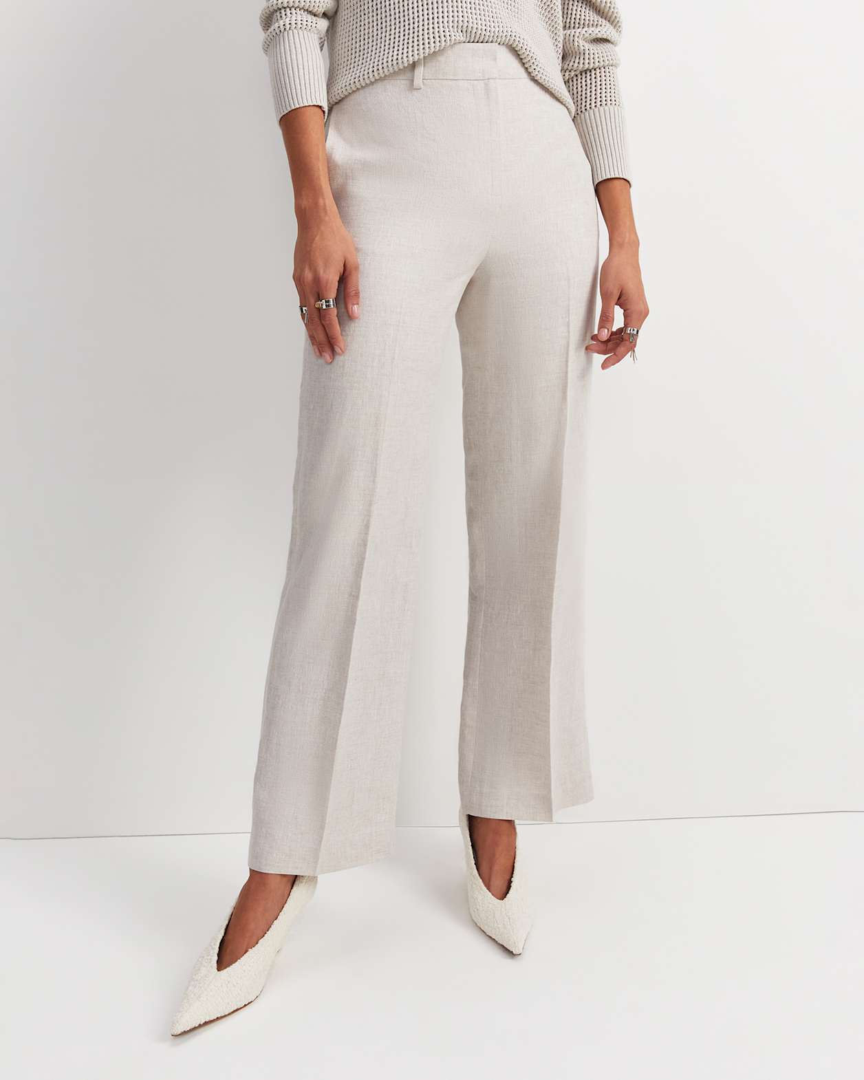 Freya Straight Linen Pant in STRING